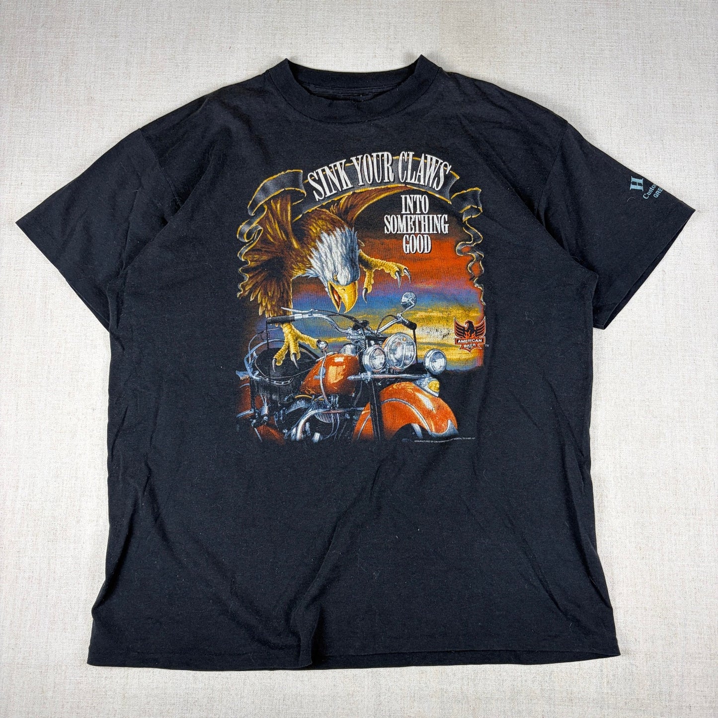Vintage Harley Davidson 3D Emblem Sink Your Claws Tee 1993 XL