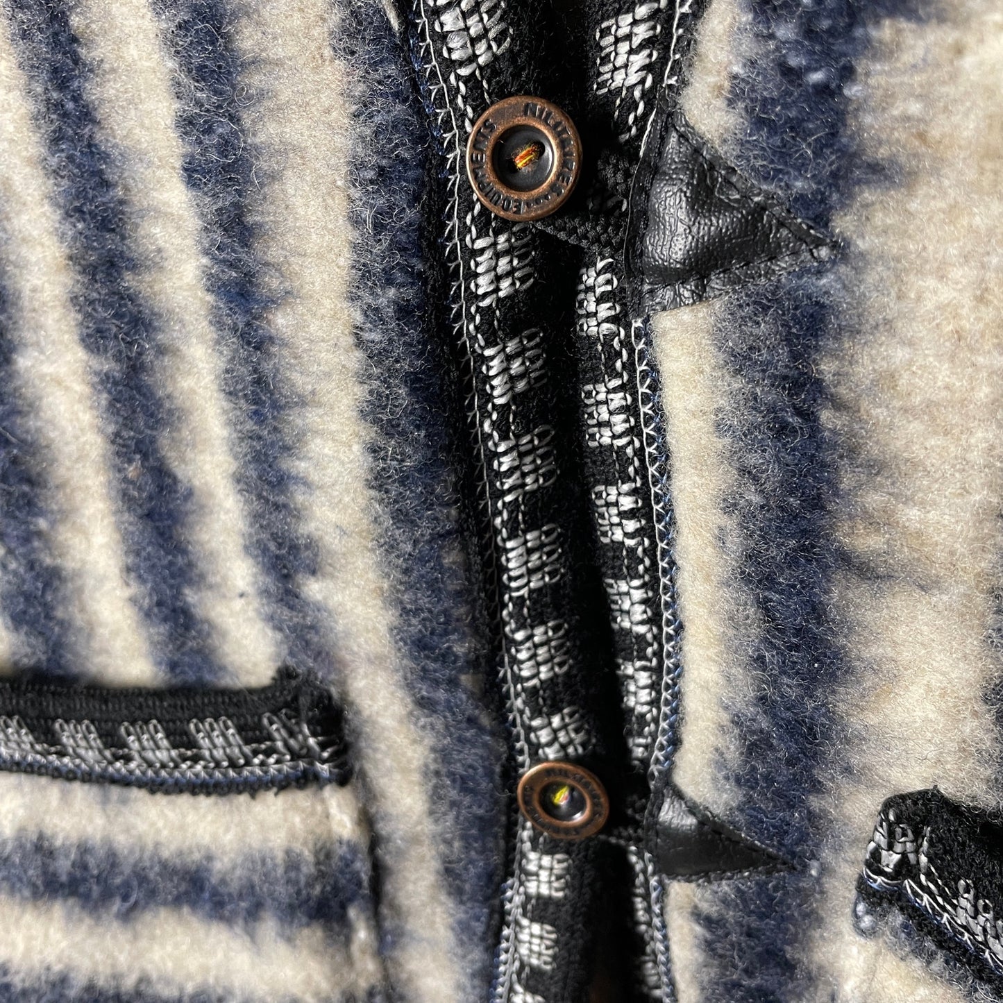 Vintage French Military Militaires Equipment Striped Wool Liner Vest Fits Medium