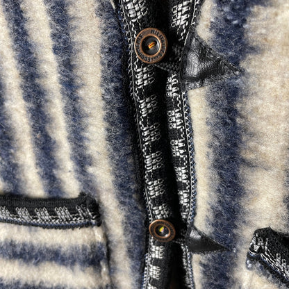 Vintage French Military Militaires Equipment Striped Wool Liner Vest Fits Medium