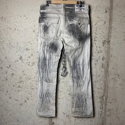 True Religion World Tour Kiss Of Death Wash 33" Cotton Straight Fit Jeans