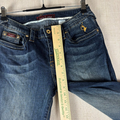 Baby Phat Y2K Flared Embroidered Big Cat Dark Wash Sz 9 Jeans