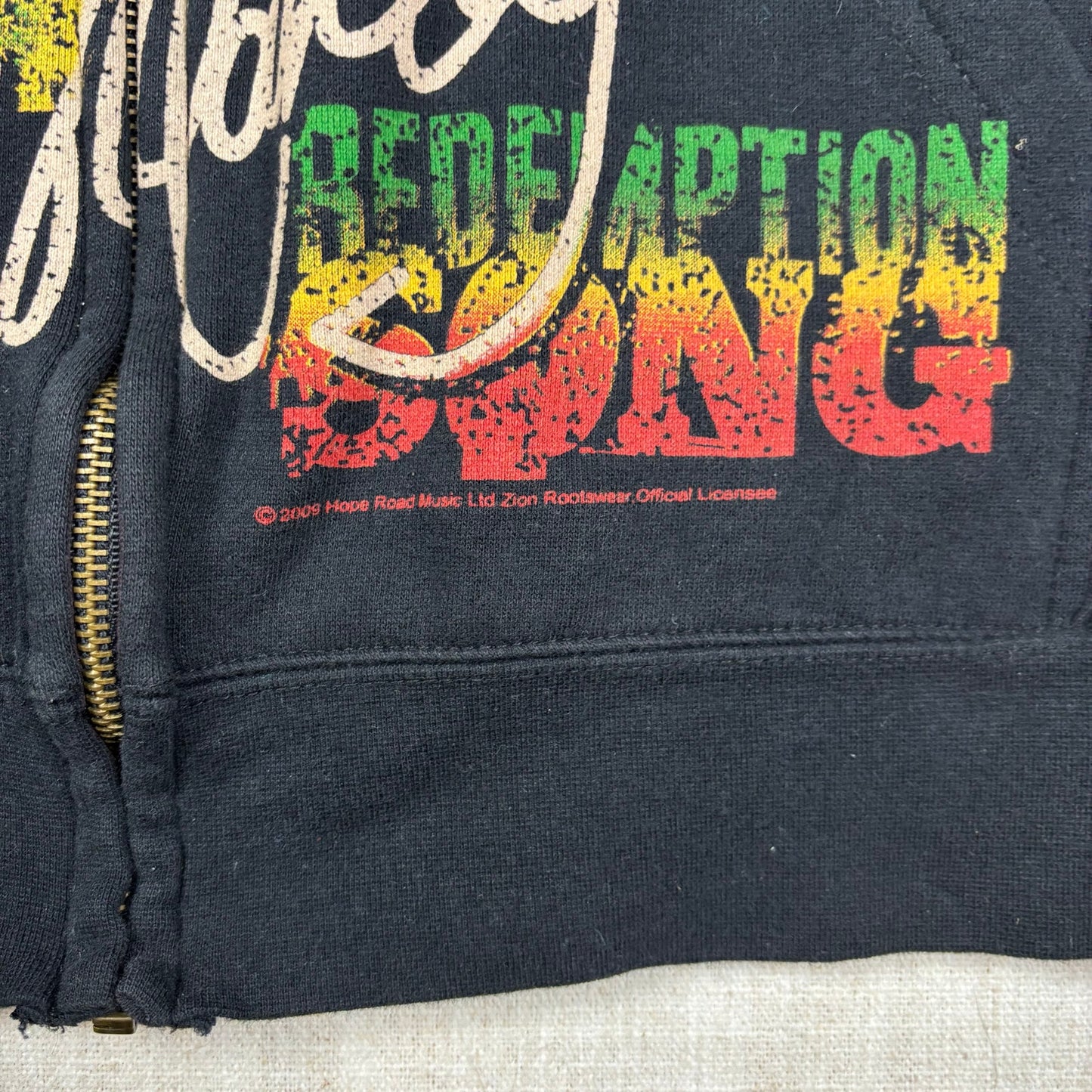 Bob Marley Zion Redemption Song 2009 Large Zip Up Hoodie