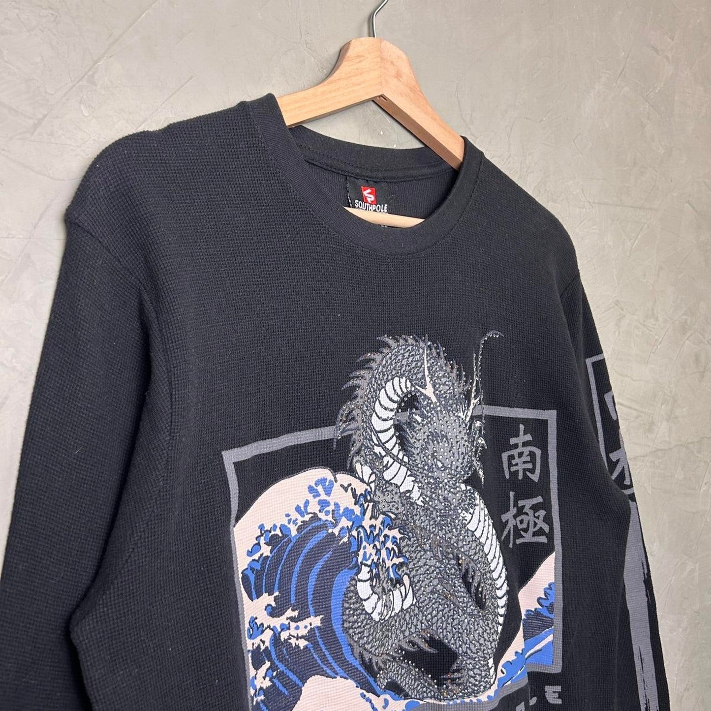 CRAZY South Pole Rhinestone Dragon M Y2K Thermal Longsleeve