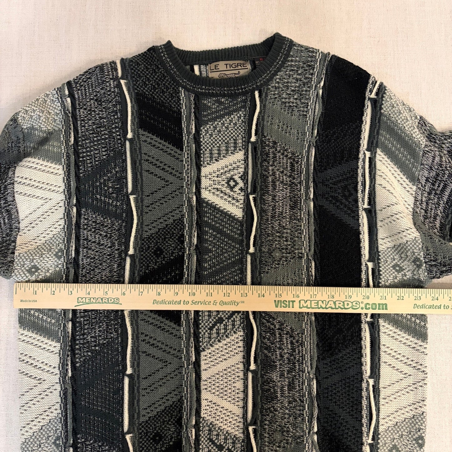 Vintage Coogi Style 3D Knit Le Tigre 90s Rap XL Sweater