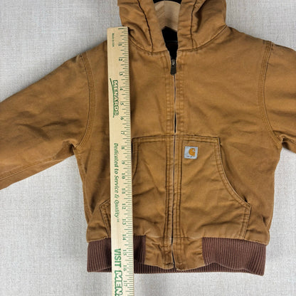 Y2K Carhartt Full Zip Hooded Duck Canvas Toddler 4T Wheat Jacket