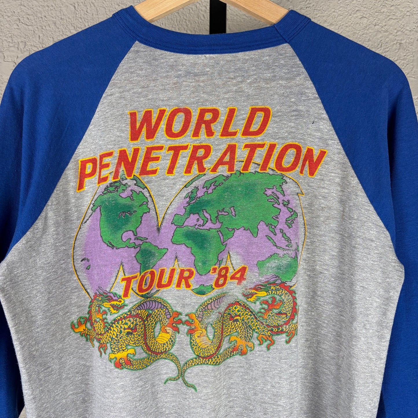 Ted Nugent 1984 World Penetration Tour Small Band Tee Raglan