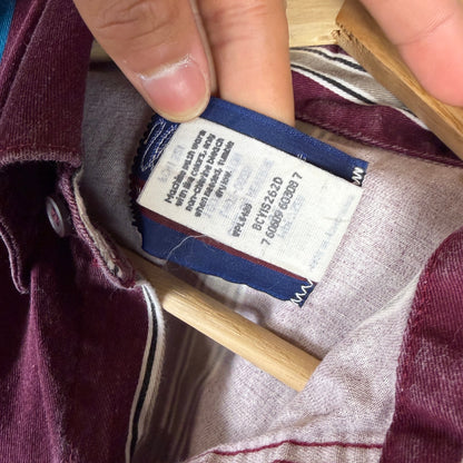 Wrangler Brushpopper Vintage 90s Bright Blue Stripe X-Long Tails Large Shirt