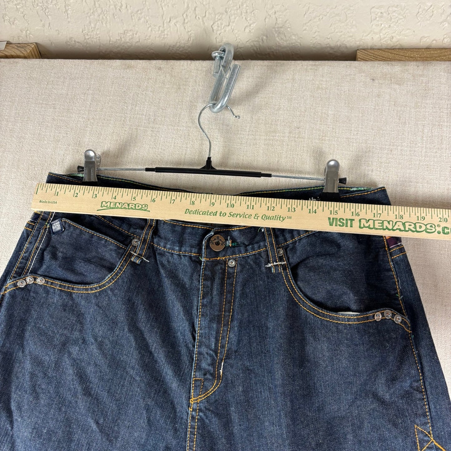 ENYCE Y2K Flannel Plaid Jeans NWT Dark Wash Sz 36 Skater Denim