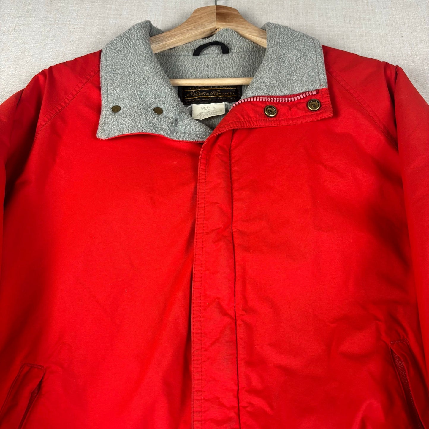 Vintage Eddie Bauer Fleece Lined Large Nylon Bomber Jacket