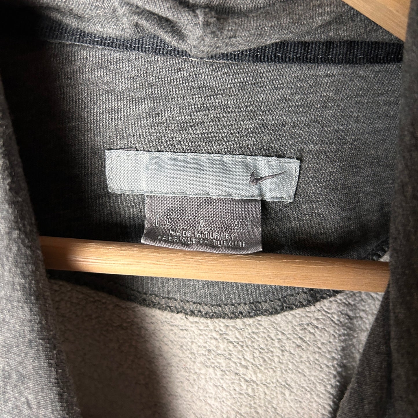 Nike Silver Tab Charcoal Tonal Essential Distressed Large Y2K Hoodie