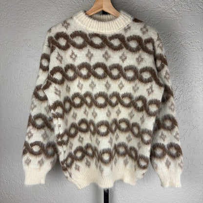 Vintage 1960s Baggy Shag Lord Jeff Icelandic Wool Fair Isle Mohair Large Sweater