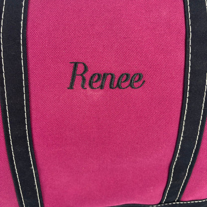 Vintage LL Bean "Renee" Magenta Black Boat and Tote Sz Med USA Made Cotton Bag