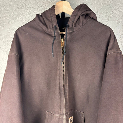 Carhartt Dark Brown Vintage Hooded Workwear XL Tall J130 DKB Jacket