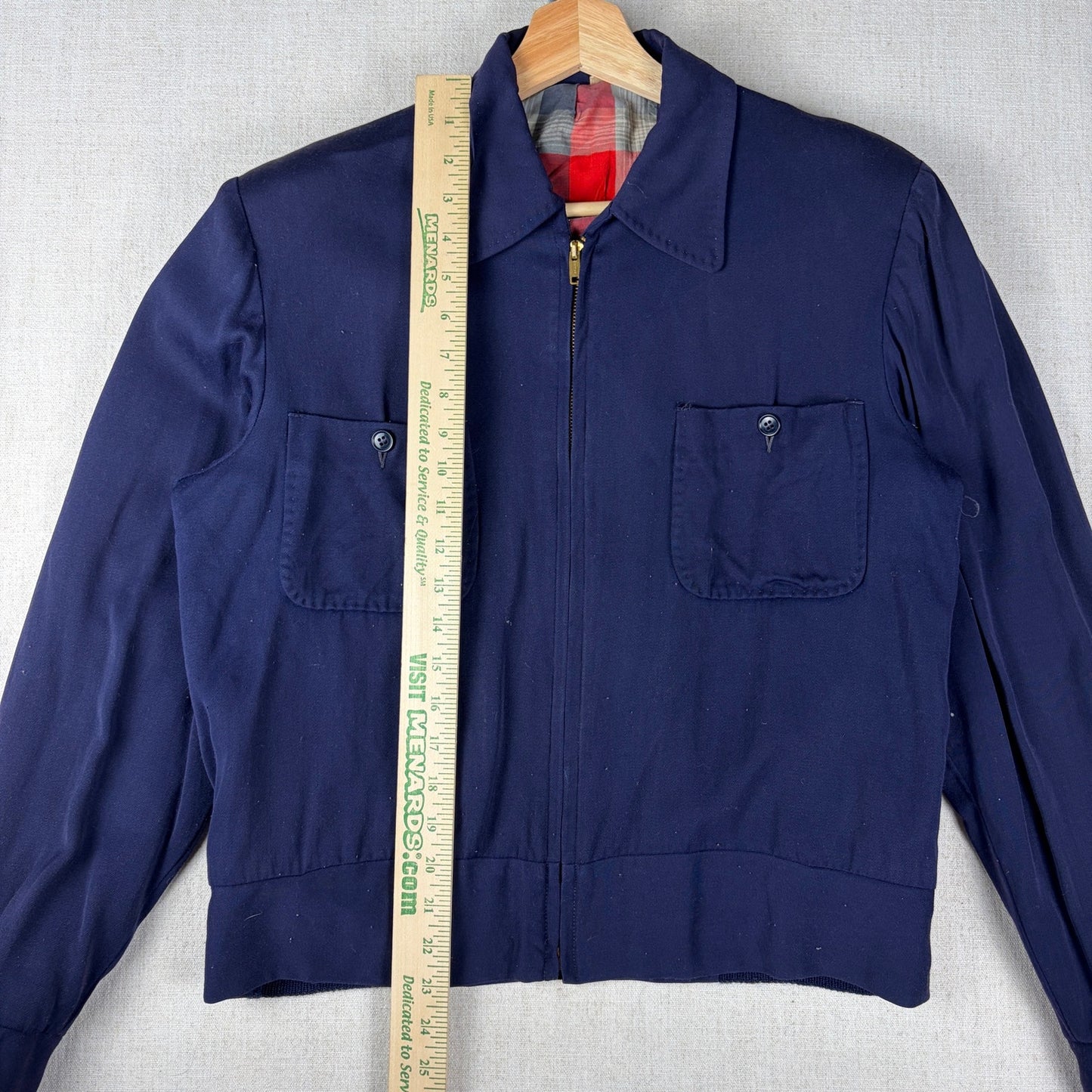 Vintage 1950s Ricky Gabardine Rayon Jacket Rockabilly Plaid Desmonds Medium