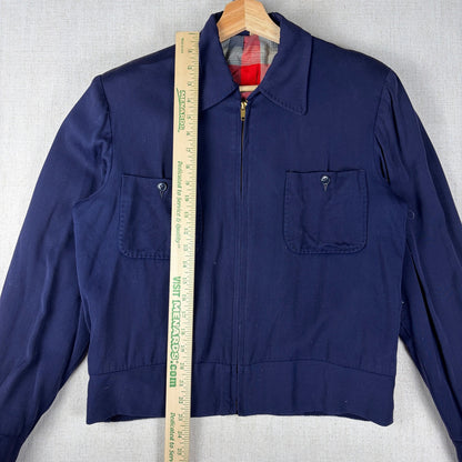 Vintage 1950s Ricky Gabardine Rayon Jacket Rockabilly Plaid Desmonds Medium