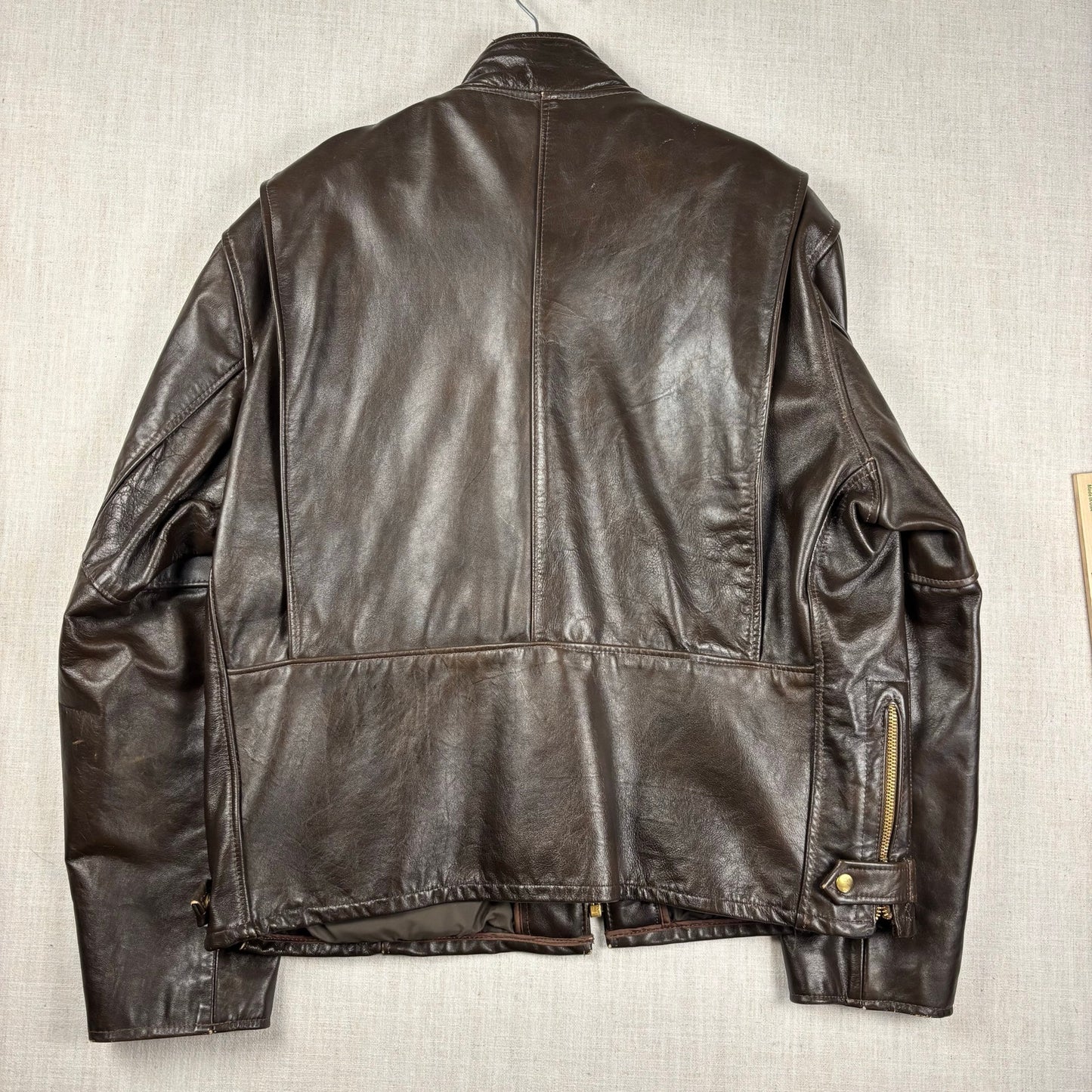 Vintage 1970s Brown Leather Biker Motorcycle Talon Zipper Sz 52 Jacket