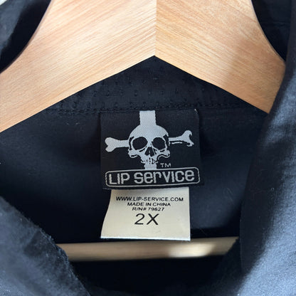 Lip Service Goth Perforated Mesh Trim Punk XXL Tripp Style Button Up Shirt