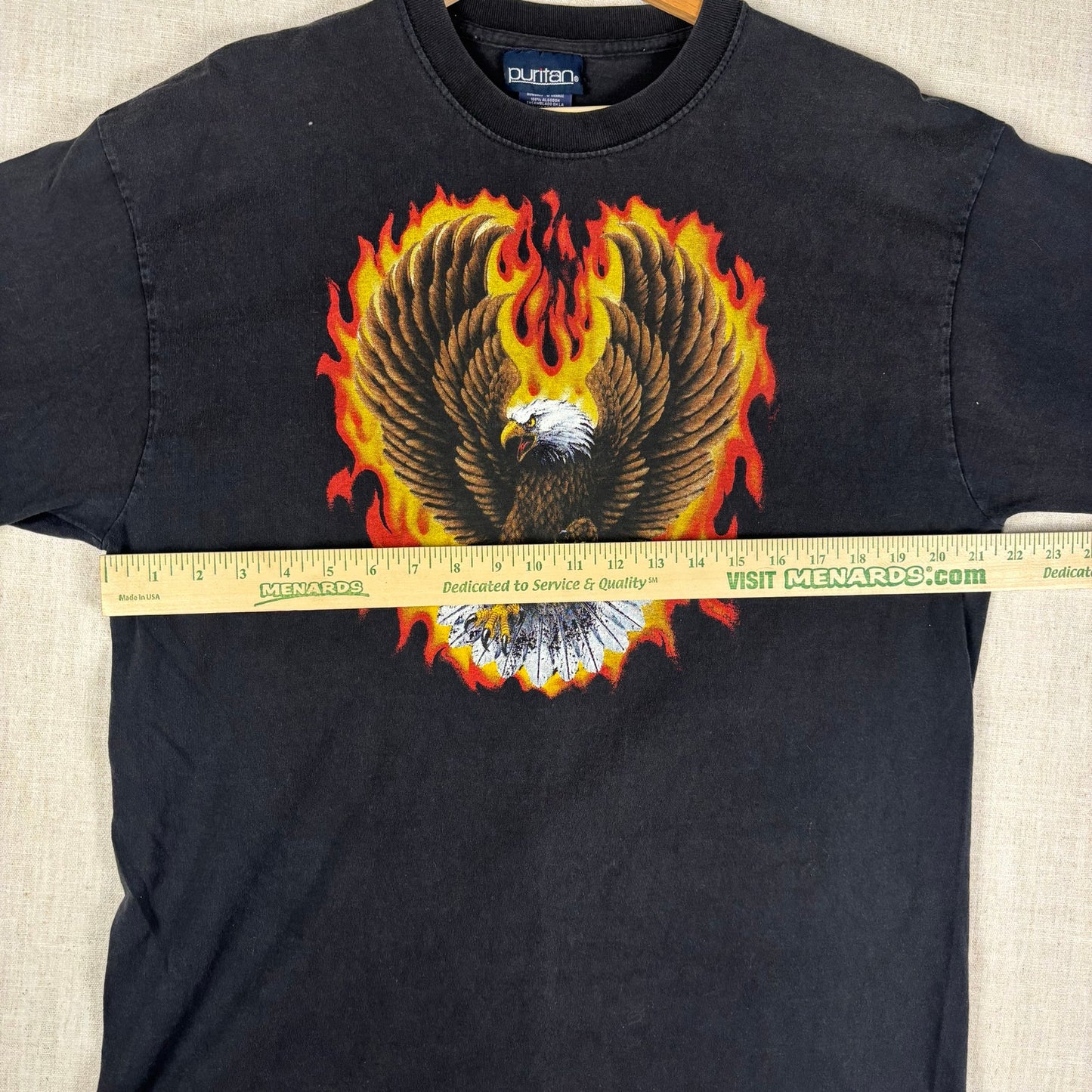 Y2K Flaming Eagle Harley Davidson Style Flame Sleeve Large Biker Tee