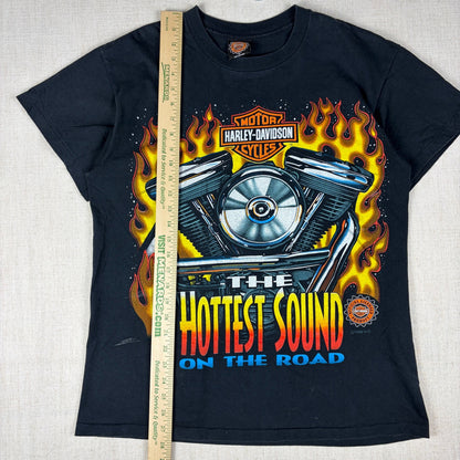 Vintage Harley Davidson Flames 1996 The Hottest Sound on the Road Medium Shirt