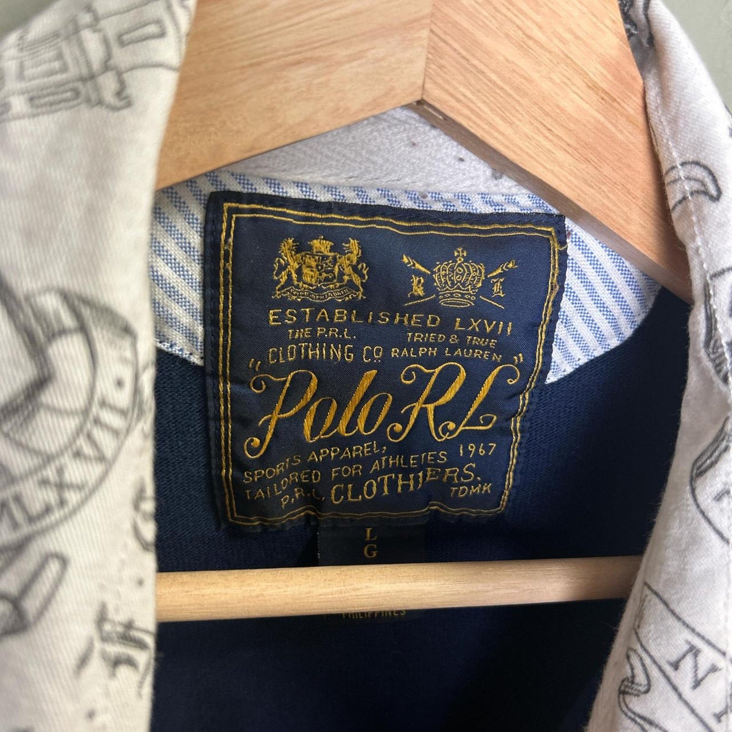 Polo Ralph Lauren RL 4 Color Block Striped Castle Lion Patch Large Rugby Shirt