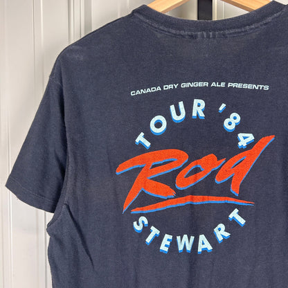 Rod Stewart 1984 Camouflage Tour Canada Dry Vintage Large Band Tee