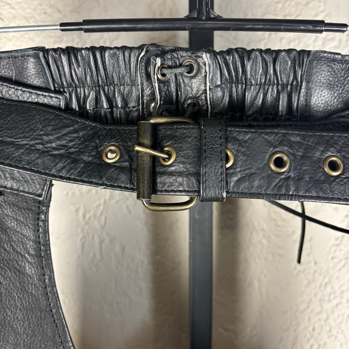 Unik Leather Motorcycle Biker Chaps Small Zip Up Pants