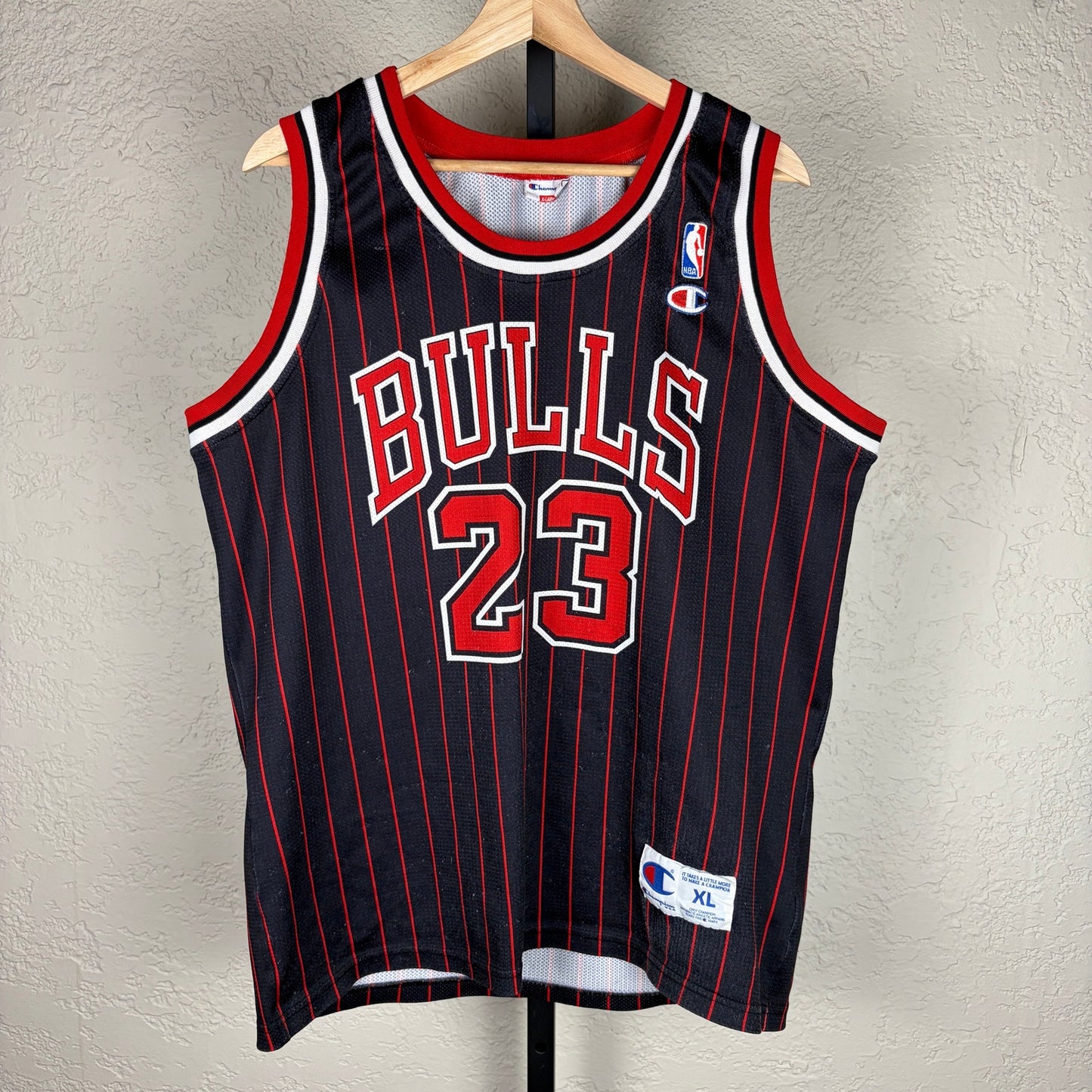 Vintage Champion Chicago Bulls Michael Jordan Pinstripe XL NBA Jersey
