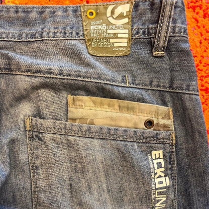 Ecko Unlimited Y2K Slim Straight Utility Sz36 Washed Denim Jeans