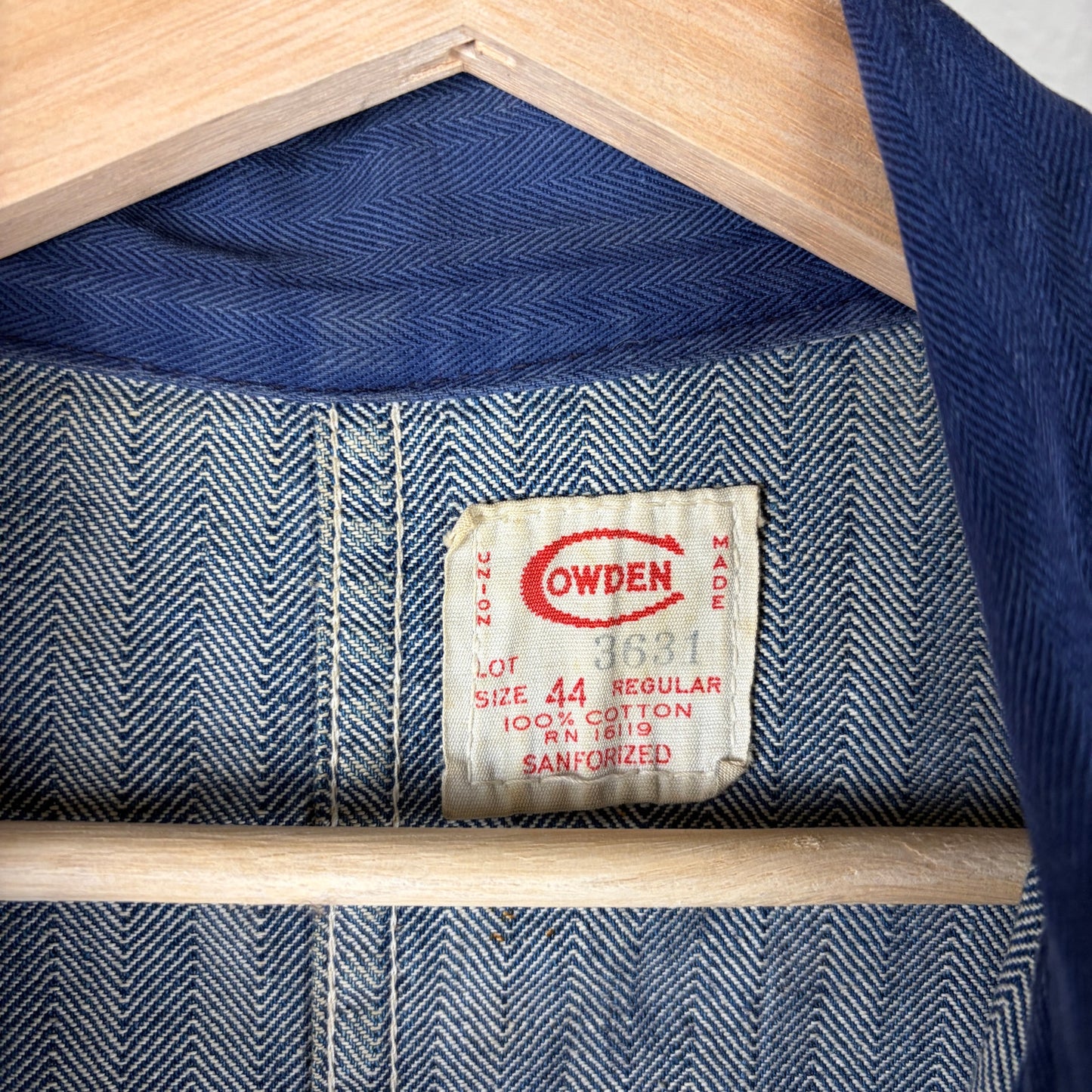 True Vintage 1950s Cowden Sanforized Sz44 Union Made Chainstitch Mechanic Jacket