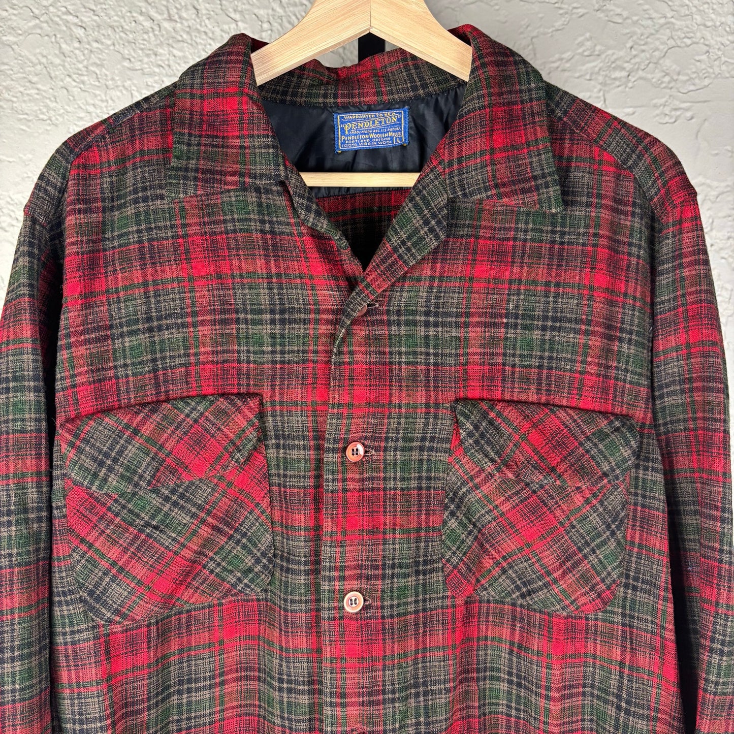 Pendleton Vintage 1962 Wool Red Plaid Large Button Down Flannel