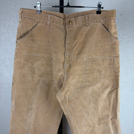 Vintage Carhartt 1970s 80s Tan Double Knee Carpenter Sz 39 Duck Canvas Pants