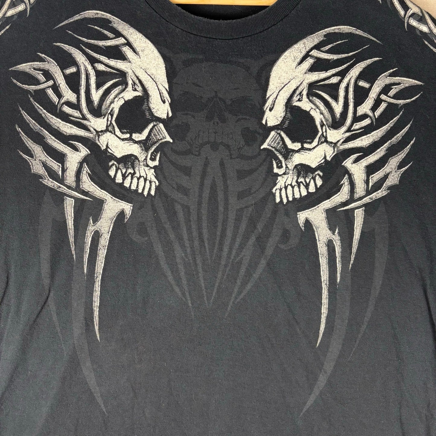 Tribal Y2K Screaming Skulls Cyber Emo XXL Baggy Shirt
