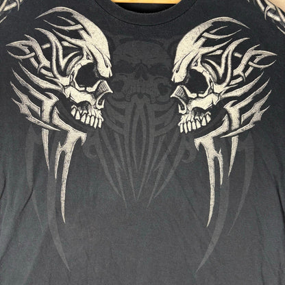Tribal Y2K Screaming Skulls Cyber Emo XXL Baggy Shirt
