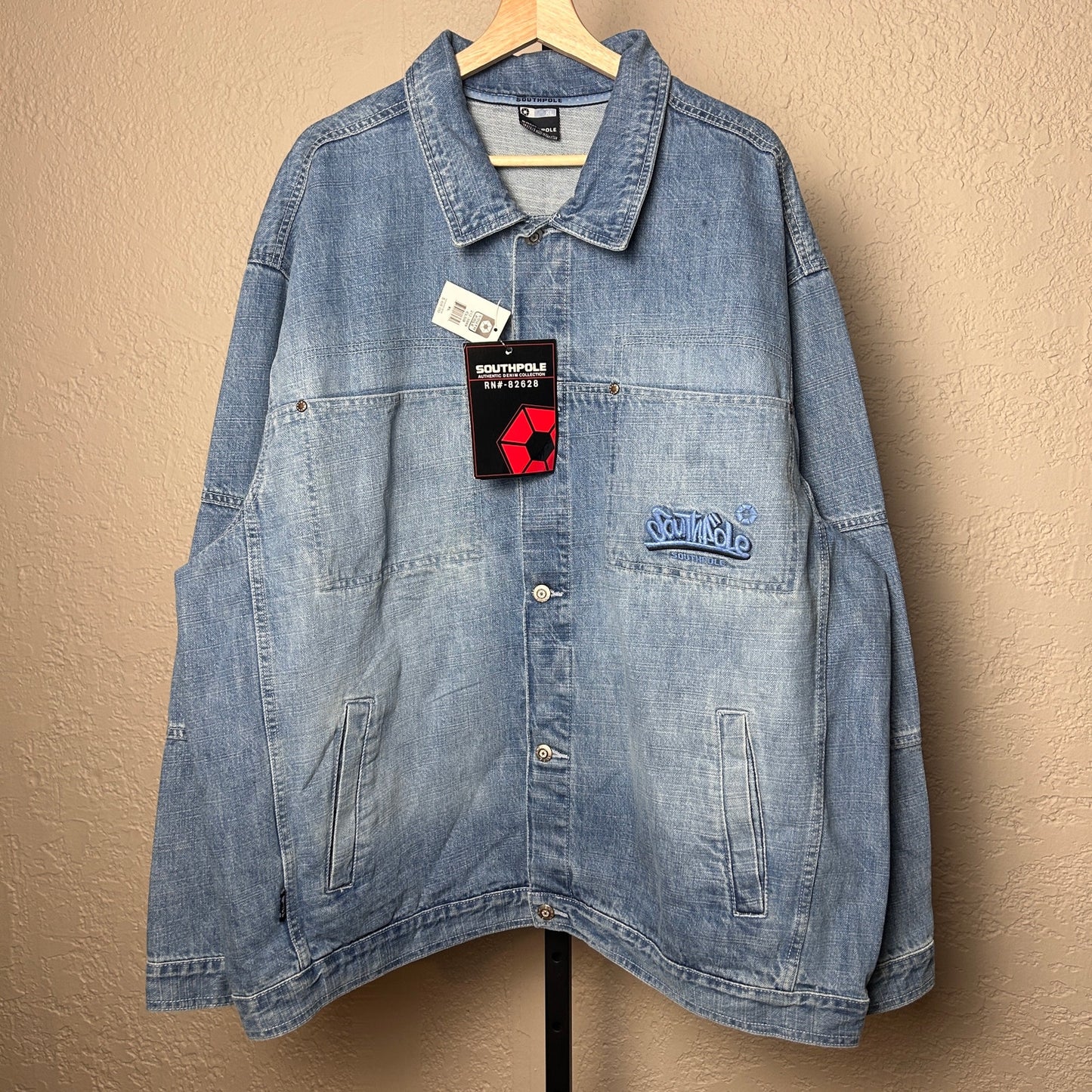 Southpole Embroidered Y2K NWT Light Wash Denim Jacket XL