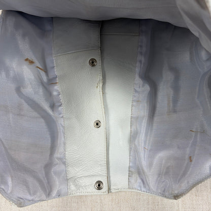 Pro Rider Premium Leather RARE Chaps + Vest Fringe Suede Rose Sz M/L White Set