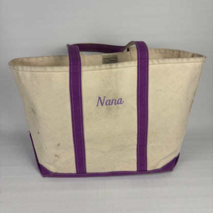 Vintage LL Bean "Nana" Purple Boat and Tote Sz Large Made in USA Cotton Bag