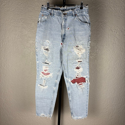 Vintage Levis Orange Tab 15921 Sz 14 Short Custom Distressed Jeans