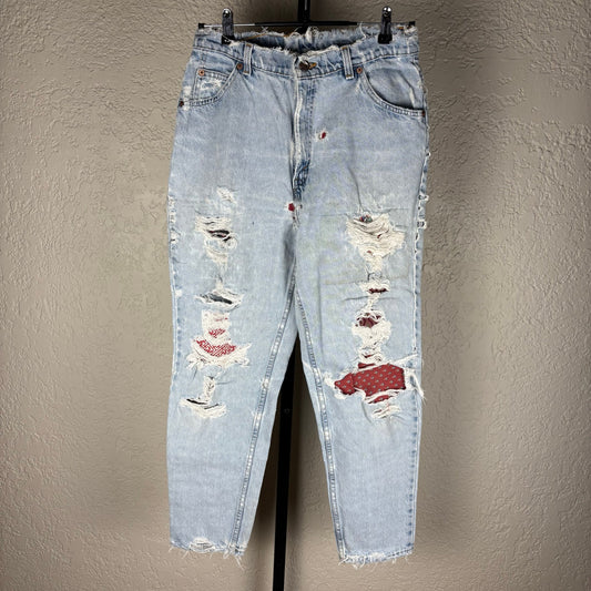 Vintage Levis Orange Tab 15921 Sz 14 Short Custom Distressed Jeans