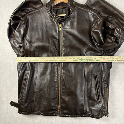 Vintage 1970s Brown Leather Biker Motorcycle Talon Zipper Sz 52 Jacket