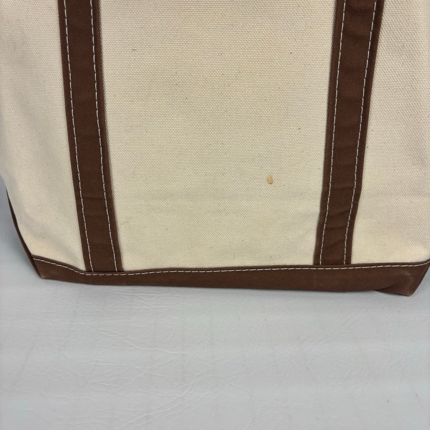 LL Bean Boat and Tote Bag Canvas Brown White Vintage 90s