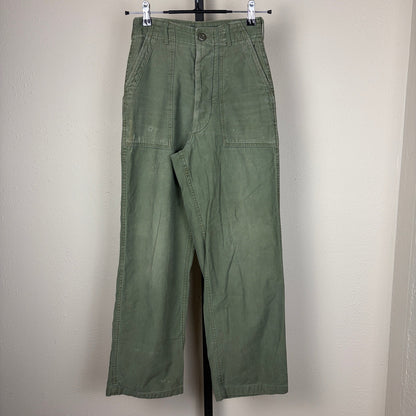 Vintage Military Fatigues OG 107 Button Fly Army Sateen Sz 24 Trousers