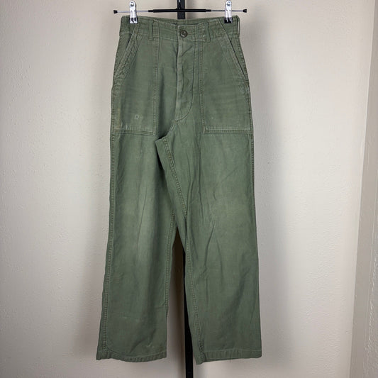 Vintage Military Fatigues OG 107 Button Fly Army Sateen Sz 24 Trousers