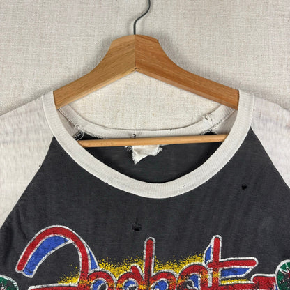 Vintage Foghat Pat Travers 70s Concert Drug Distressed Small Raglan Shirt