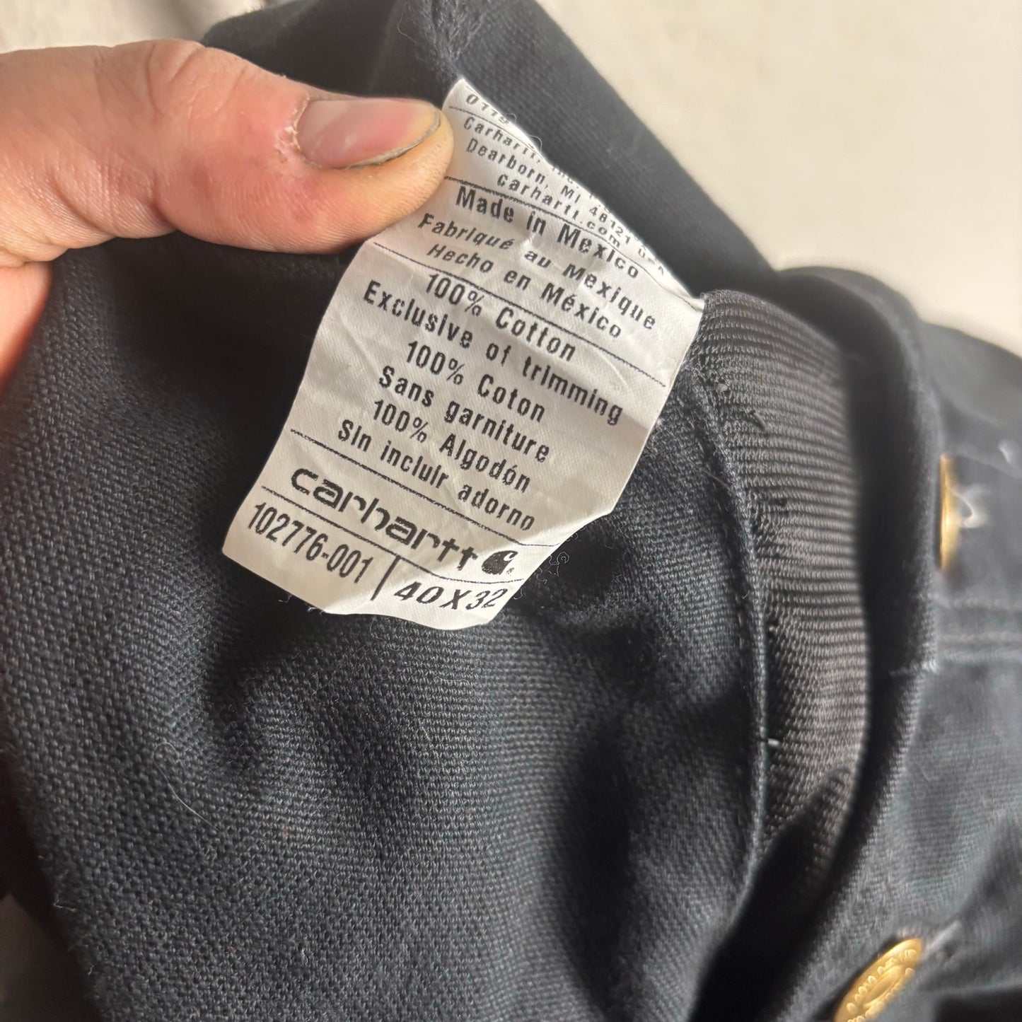 Carhartt Overalls Double Knee Black Workwear Duck Canvas Sz 40x30 Bibs