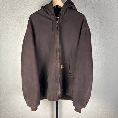 Carhartt Dark Brown Vintage Hooded Workwear XL Tall J130 DKB Jacket
