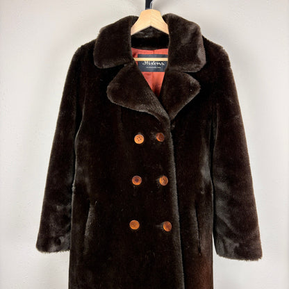 Vintage Borgana Faux Fur Double Breasted Dark Brown Coat