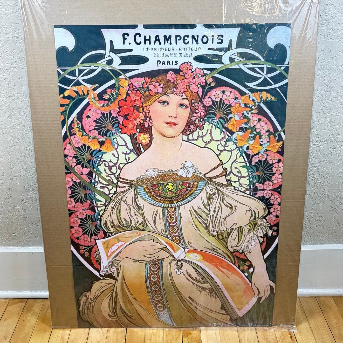 Alphonse Mucha Reverie Floral Halo Art Poster 24" x 36"