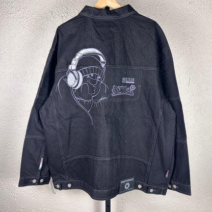Southpole CRAZY Y2K NWT XL Embroidered Black Denim Jacket