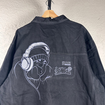 Southpole CRAZY Y2K NWT XL Embroidered Black Denim Jacket