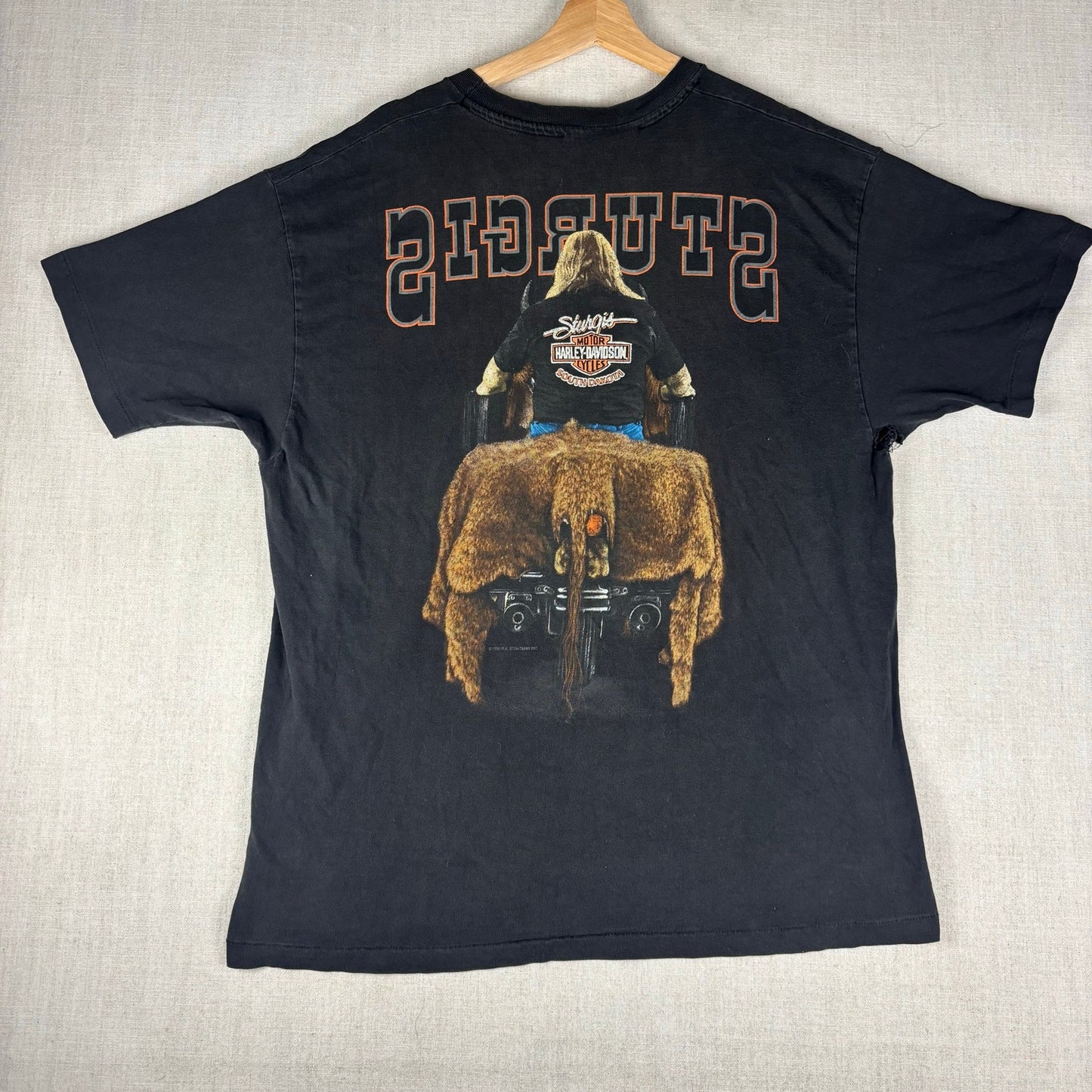 Vintage Harley Davidson Sturgis Buffalo 1992 Bike Rally Shirt Large
